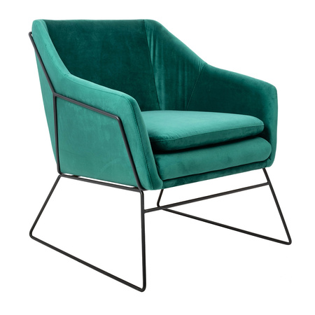 Fotel EMMA VELVET ciemny zielony -        welur, metal