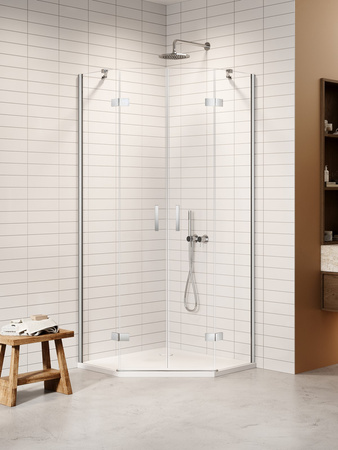 Kabina NESTA chrom 2D pięciokątna 90x90x200 czyste 6mm Active Shield 2.0