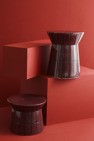 BIZZOTTO Stolik kawowy ABBES BORDEAUX 45 cm – terracotta, ręcznie wykonany, design eklektyczny