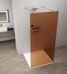 ESCA GOLD MATT jednoczęściowa kabina przysznicowa Walk-In, szkło Marron, 1500 mm