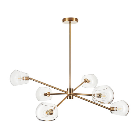 Lampa wisząca COSMIC-6 75 cm - złoty stelaż, transparentne klosze