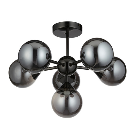 Lampa sufitowa Oscar – 6-punktowa, czarna / dymiona, 49,8 × 49,8 × 37 cm