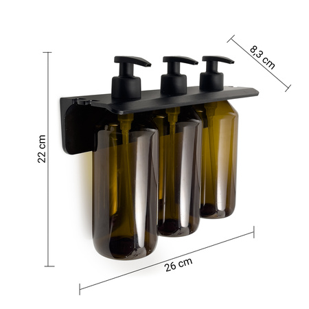 GROUPER potrójny wiszący dozownik mydła, 500ml, brąz