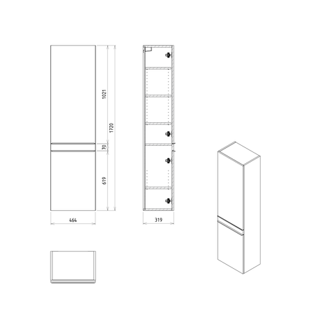 SITIA szafka wysoka 46,7x172x32cm, 2 drzwiczki, biały mat