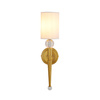 Lampa ścienna DAMA 52 cm-  złoty kinkiet z białym abażurem