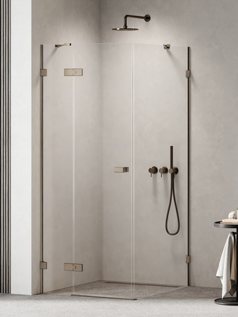 NZ2 Kabina prysznicowa OXIA GUNMETAL BRUSHED 1D L 80x70x200 szkło czyste 8mm Active Shield 2.0