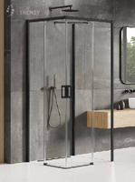 KABINA PRIME BLACK PROSTOKĄTNA PRZYŚCIENNA L 90x80x200 CZYSTE 6mm ACTIVE SHIELD