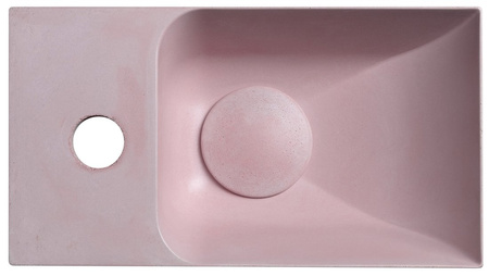 PICCOLINO umywalka betonowa, 30,8x17cm, bateria z lewej strony, różowy mat