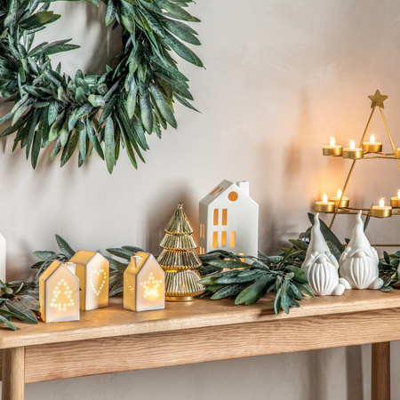 Xmas Tree Tealight Holder x10 Gold 250x245x380mm