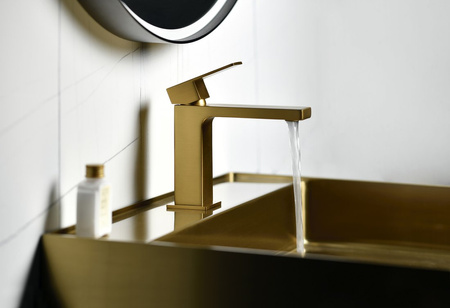 CUBEMIX bateria umywalkowa, złoto mat