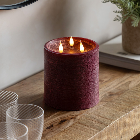 LED 3 Wick Candle Oxblood 150x150x150mm