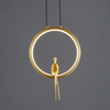 Lampa wisząca AMICI 27 cm - LED, mosiądz, złoty ring z dekoracyjną figurką