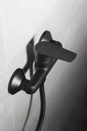 LOTTA bateria prysznicowa ścienna, rozstaw 150mm, czarny mat