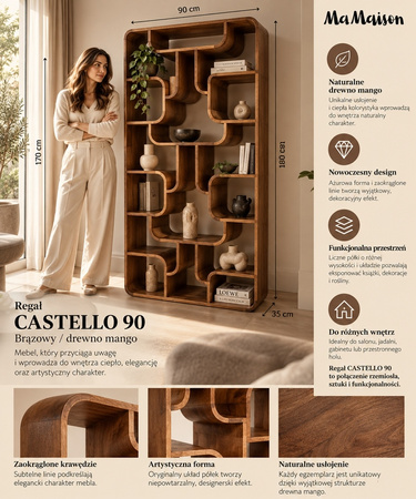 MaMaison regał CASTELLO 90 brązowy /      drewno mango