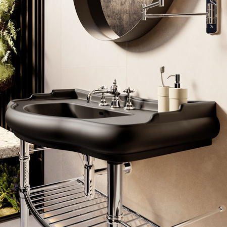 RETRO umywalka ceramiczna 100x54,5cm, czarny mat