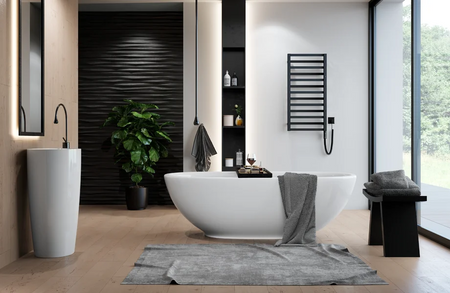 Instal Projekt Poppy Electro Grzejnik elektryczny  60x160 cm czarny/black swan PPYE-60/160C75+GH-09C2