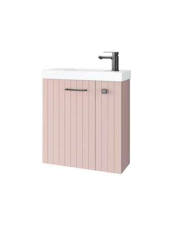 Szafka łazienkowa wisząca z umywalką 55 cm rose mat uchwyt gun metal NOOK 010-SU55-11+TR41366