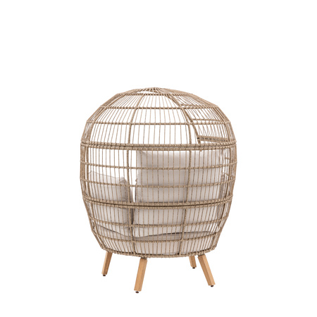 Fotel ogrodowy AVENA Egg Chair – kokon, technorattan, poduszki