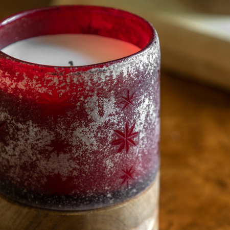 Starry Glass Candle Jar Red 85x85x130mm