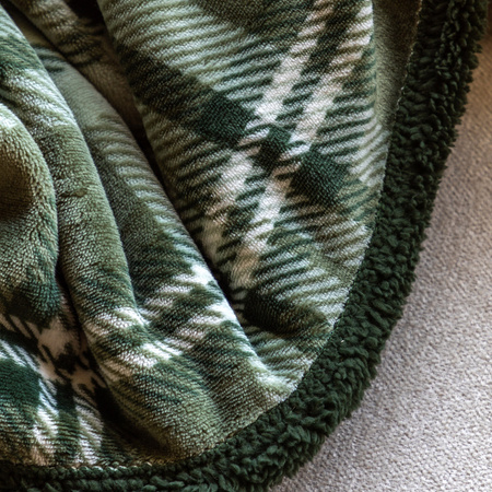 Tartan Sherpa Throw Olive 1520x1770mm