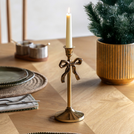 Bow Dinner Candle Holder Gold 100x100x245mm