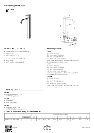 Bateria umywalkowa wysoka (clickclack)-Paffoni/kolekcja Light