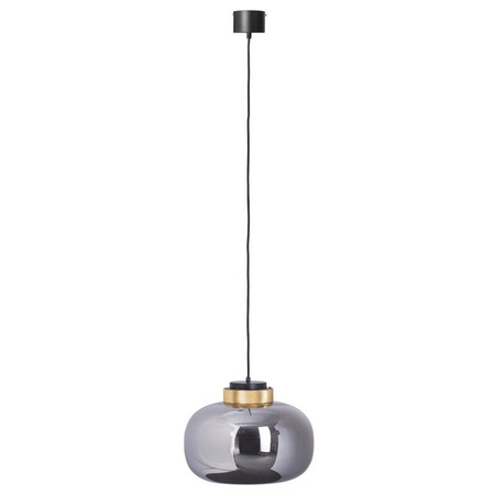 Lampa wisząca BOOM 35 cm - LED, klosz szary, wykonczenie złote