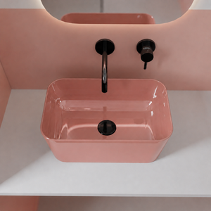 Vitruvit MINIMAL ceramiczna umywalka nablatowa prostokątna 40 x 25 cm Quartz mat z korkiem klik klak Thulite (wyprzedaż ekspozycyjna)