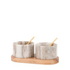 Novi Spoon and Pinch Pot Beige Marble 178x89x70mm