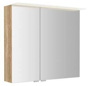 LINEX szafka z lustrem, oświetlenie LED, 80x70x15cm, dąb Alabama