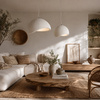Lampa wisząca STONE 40 cm - biała boho, japadni, wabi-sabi