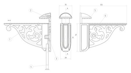 RETRO uchwyt półki 8-40mm, stary brąz