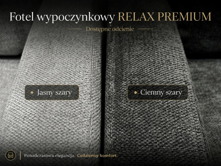 Fotel wypoczynkowy rozkładany RELAX PREMIUM jasny szary