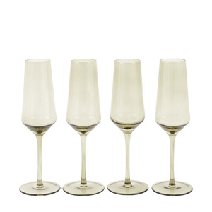 Flute Glass Smokey Green (4pk) 74x74x230mm