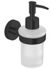 SAMBA dozownik mydła 150ml, szkło mleczne, czarny mat