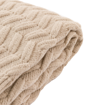 Herringbone Woven Knit Throw Natural 1300x1700mm