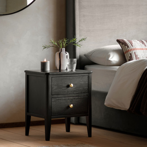 Acton 2 Drawer Bedside Black 450x400x550mm
