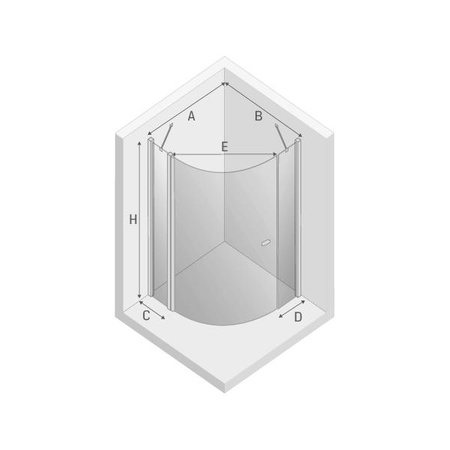 KABINA NEW SOLEO PÓŁOKRĄGŁA U 90x90x195 CZYSTE 6mm ACTIVE SHIELD
