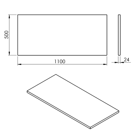 PLATO blat Rockstone 1100x24x500mm, biały mat