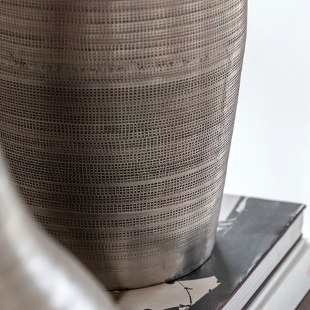 Zahara Hammered Metal Vase Antique Silver 380mm