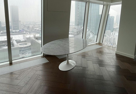 Stół TULIP ELLIPSE MARBLE CARRARA 200     biały - marmur, metal