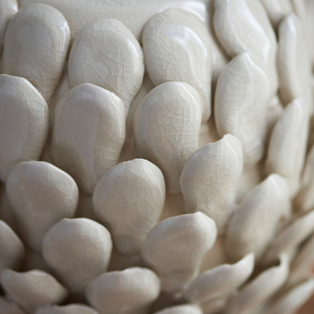 Layered Leaf Table Lamp Base Ivory Crackle Small