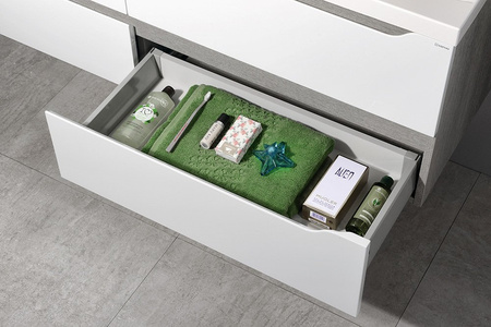 WAVE szafka umywalkowa 150x50x48cm, biała/dąb srebrny