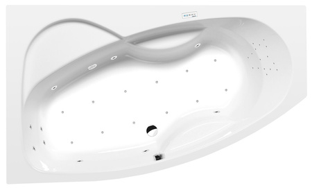 MAMBA L wanna z hydromasażem, 160x95x44cm, Highline Hydro-Air, chrom