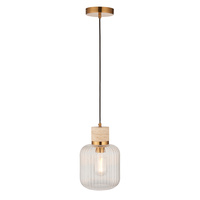 Travi Ribbed 1 Pendant Light Natural Travertine