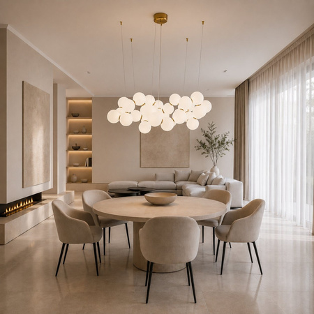 Lampa wisząca CORALLI-100 biało-mosiężna 100 cm