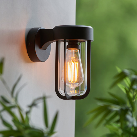 Lucca Wall Light Textured Black & Clear Glass