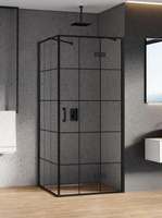 KABINA NEW RENOMA BLACK PROSTOKĄTNA L 100x90x195 KRATKA - CZYSTE 6mm ACTIVE SHIELD