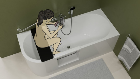 PORTAS R asymetryczna wanna z drzwiami, 180x75x60cm, biały