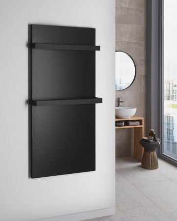 ENIS panel promiennikowy 600W, 590x1200 mm, 2 wieszaki na ręczniki, IP44, czarny mat